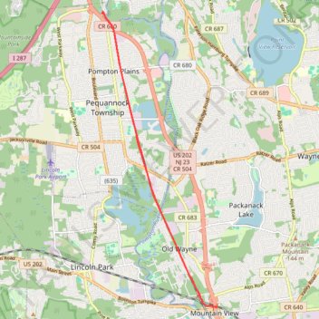 Trace of the completed Pompton Valley Rail Trail in Pompton Plains, NJ trail, distance, elevation, map, profile, GPS track