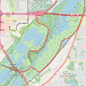 Fort Snelling State Park Minnesota River Greenway Loop trail, distance, elevation, map, profile, GPS track