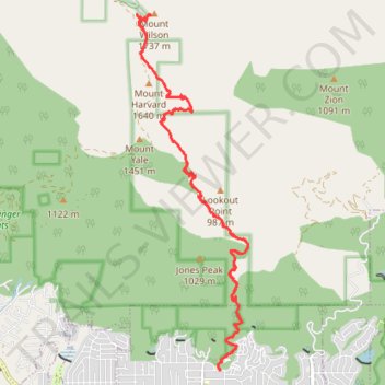 Mount Wilson Trail in Angeles National Forest trail, distance, elevation, map, profile, GPS track