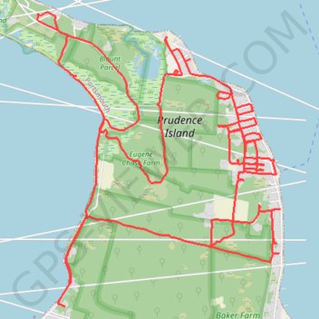 Prudence Island trail, distance, elevation, map, profile, GPS track