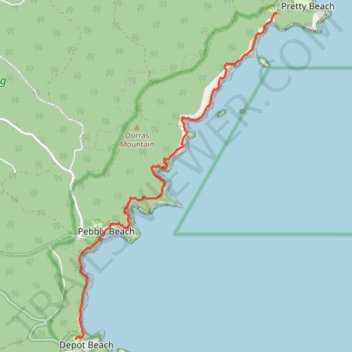 Murramarang South Coast Walk between Pretty Beach and Depot Beach trail, distance, elevation, map, profile, GPS track