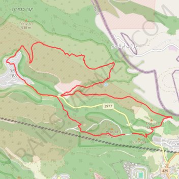 קוצים ומעלה אייק בכפירה trail, distance, elevation, map, profile, GPS track