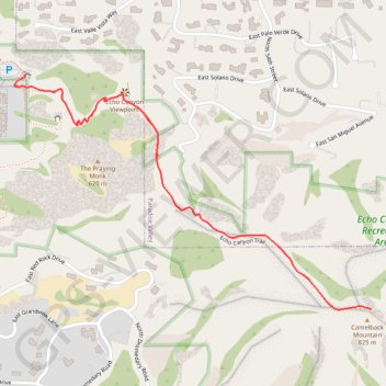 Camelback Mountain via Echo Canyon Trail and Echo Canyon Viewpoint in Echo Canyon Recreation Area trail, distance, elevation, map, profile, GPS track