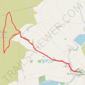 Up and down Pendle Hill trail, distance, elevation, map, profile, GPS track