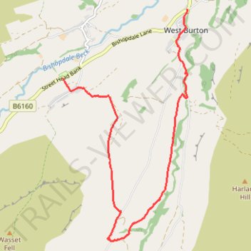 Hike from West Burton to Newbiggin trail, distance, elevation, map, profile, GPS track