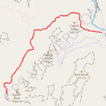 Lighthouse Peak via Lighthouse Trail in Palo Duro Canyon State Park trail, distance, elevation, map, profile, GPS track