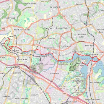 Wentworth Point - Parramatta Park trail, distance, elevation, map, profile, GPS track