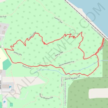 Mouse Mountain Park : summit, lakeview, meadow and quarry trails loop trail, distance, elevation, map, profile, GPS track