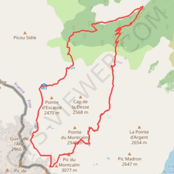 Pic du Montcalm - Étang d'Estats - Étang du Pinet - Étang Sourd trail, distance, elevation, map, profile, GPS track