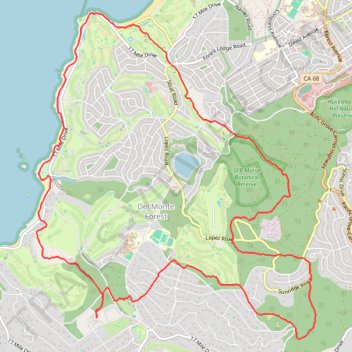 Green Loop in the Del Monte Forest trail network trail, distance, elevation, map, profile, GPS track