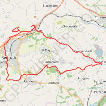Bike trip to Bissoe trail, distance, elevation, map, profile, GPS track