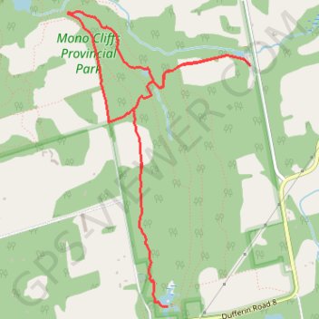 Mono Cliffs Provincial Park Loop trail, distance, elevation, map, profile, GPS track