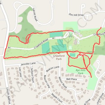 Crawford / Rye Hills parks loop trail, distance, elevation, map, profile, GPS track