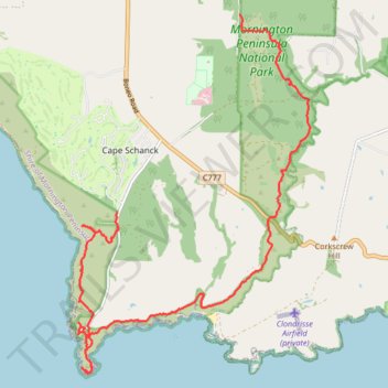 Greens Bush - Cape Schanck loop trail, distance, elevation, map, profile, GPS track