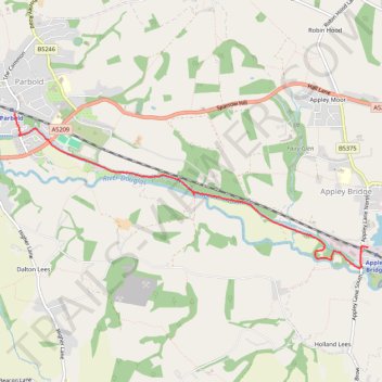 Leeds and Liverpool Canal between Parbold and Appley Bridge trail, distance, elevation, map, profile, GPS track