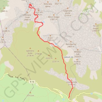 Bobotov Kuk from Sedlo pass montenegro hike trail, distance, elevation, map, profile, GPS track