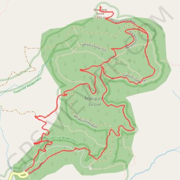 Wawona Point (Mariposa Grove) trail, distance, elevation, map, profile, GPS track