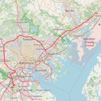 2026-04-19_14-19_Sun_BWI_Aberdeen trail, distance, elevation, map, profile, GPS track