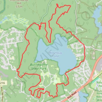 Burlingame State Park Loop trail, distance, elevation, map, profile, GPS track