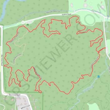 Lawrence Creek Loop Trail in Fort Harrison State Park trail, distance, elevation, map, profile, GPS track