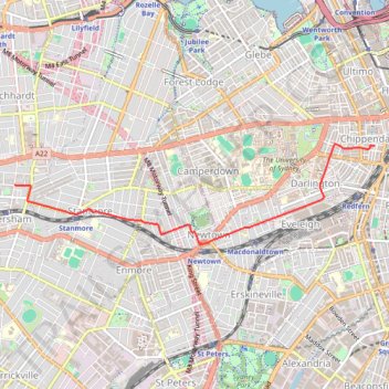 Sydney Road Bike trail, distance, elevation, map, profile, GPS track
