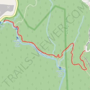 Rainbow Falls, Turtleback Falls and Drift Falls via Rainbow Falls Trail trail, distance, elevation, map, profile, GPS track