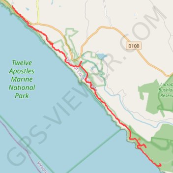 Wreck Beach - Twelve Apostles trail, distance, elevation, map, profile, GPS track