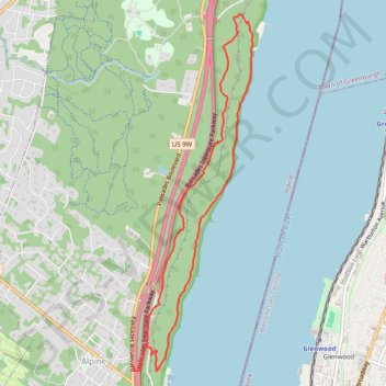 Long Path and Shore Loop in Palisades Interstate Park trail, distance, elevation, map, profile, GPS track