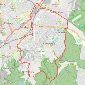 Goldfields Track - Bendigo circuit trail, distance, elevation, map, profile, GPS track