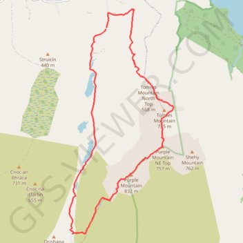 Purple Mountain trail, distance, elevation, map, profile, GPS track