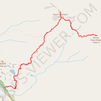 Giant Mountain and Rocky Peak Ridge trail, distance, elevation, map, profile, GPS track