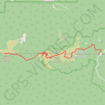 Sawmill Mountain and Mount Pinos trail, distance, elevation, map, profile, GPS track