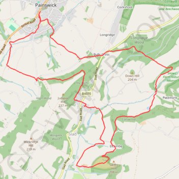 Painswick east loop trail, distance, elevation, map, profile, GPS track