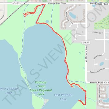 Vadnais Lake Side Paths trail, distance, elevation, map, profile, GPS track