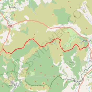 Dinas Mawddy to Cadair Idris trail, distance, elevation, map, profile, GPS track