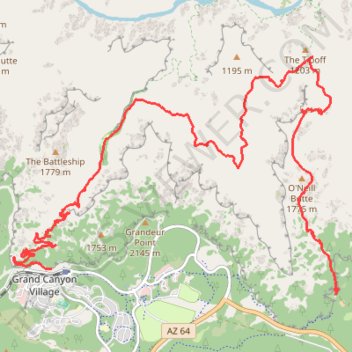 Grand Canyon National Park Hike - Bright Angel Trail, Tonto Trail and South Kaibab Trail trail, distance, elevation, map, profile, GPS track
