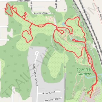 Lauritzen Gardens walk trail, distance, elevation, map, profile, GPS track