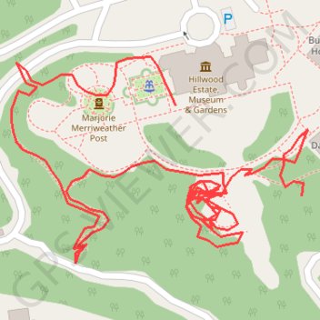 Hillwood Estate Gardens trail, distance, elevation, map, profile, GPS track
