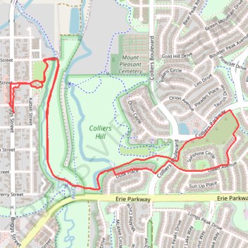 Colliers Hill and Coal Creek Open Space trail, distance, elevation, map, profile, GPS track