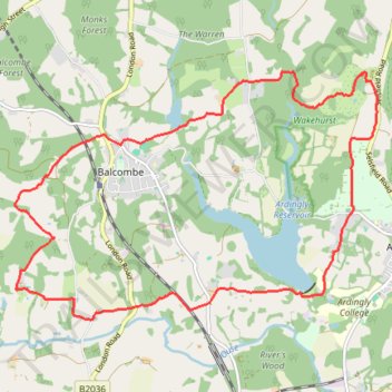 Loop walk - Ardingly Reservoir, Balcombe, Wakehurst Place, Ardingly trail, distance, elevation, map, profile, GPS track