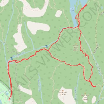 Lunch Peak and Peden Lake loop from Sooke River in Sea to Sea Regional Park trail, distance, elevation, map, profile, GPS track