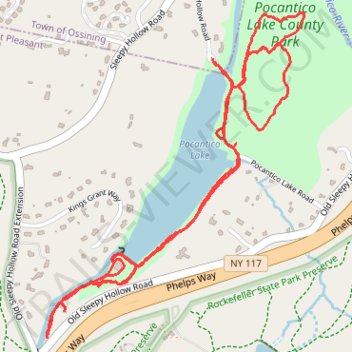 Pocantico Lake County Park - White Trail and Dam trail, distance, elevation, map, profile, GPS track