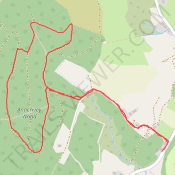 Blackhouse Lane and Anacrivey woods loop trail, distance, elevation, map, profile, GPS track