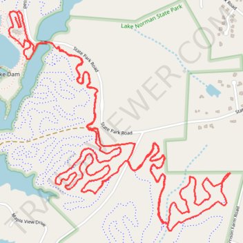 Laurel Loop and Fallstown Loop in Lake Norman State Park trail, distance, elevation, map, profile, GPS track